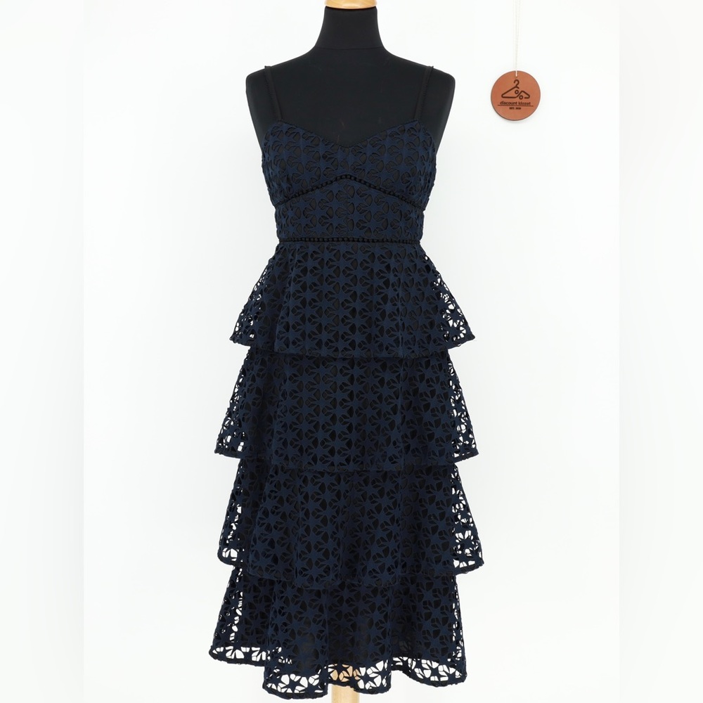 CLUB MONACO Becaw Midi Tiered Lace Dress Size 0 NWOT $328 Feminine Event Evening
